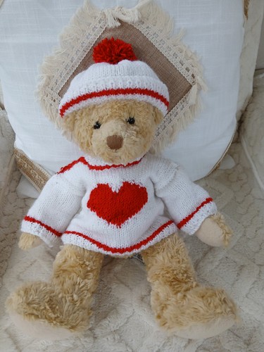 Hand knitted teddy - knitted,