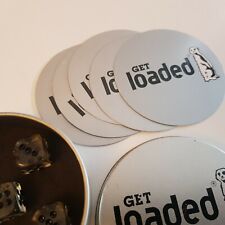 Party Drinking Dice adult game Get Loaded 5 clear dice cards silver tin set