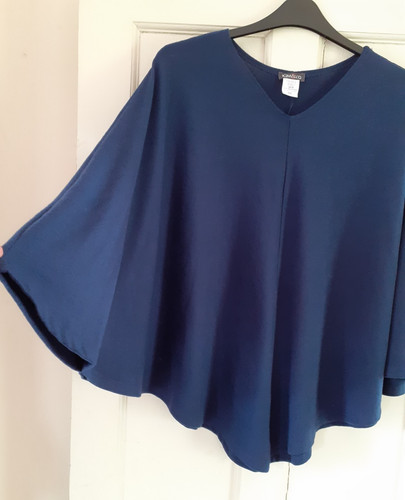 Kim navy v neck poncho - kim, v-neck