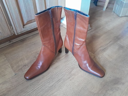 Dune brown leather ankle boots - leather,