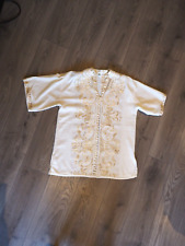 Vintage Retro 70s Boho Hippy Gold & Cheesecloth Shirt/Blouse 14 Medium Unisex
