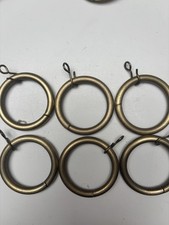 Solid Brass Metal Curtain Pole Rings, 6-Pack
