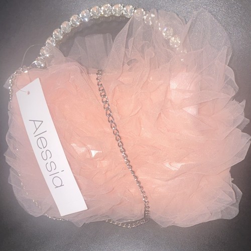 Pink satin tulle clutch bag - satin,