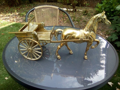 Vintage brass horse and cart - vintage,