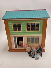 Vintage Wooden Dolls House with Dolls and Furniture Bundle Set