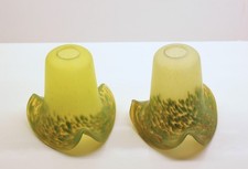 Two x Mottled Green Glass Lamp