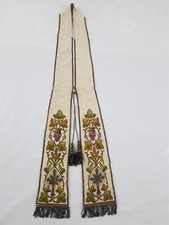 Vintage French Metallic Embroidered Church Priest Stole 214x12cm