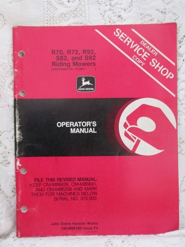 John deere operator manual - john,