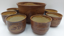 Studio Pottery Large bowl + 6