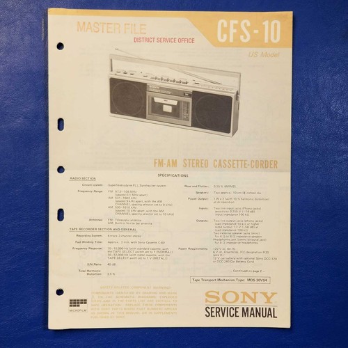 Sony cfs service manual - sony,