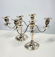 Candleabra Silverplate Pair 3-Part Twisted Arm Candelabras 12" 2kg x 2 Felt Base