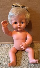 Tiny Tears Doll Vintage 1970s Palitoy Blue eyes 16H Top Knot VGC for age