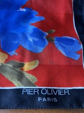 Pier Olivier Paris vintage square  scarf red white green blue gold possibly silk