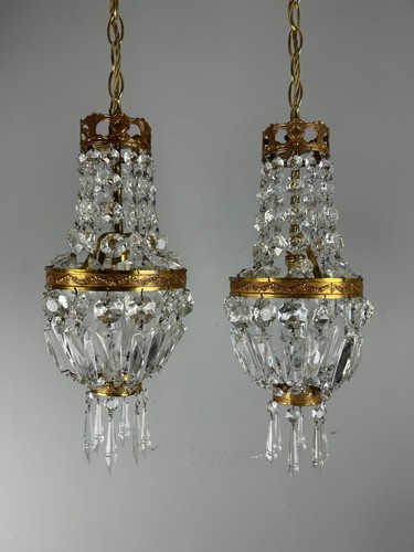 Pair french crystal single - crystal,