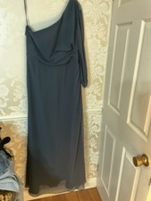 True Bride One Shoulder  Navy Maxi Evening  Bridesmaid dress  L 60 ins 20