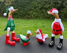 4 X STUNNING HAND PAINTED WOODEN DUCKS (SANTA / ELF / CHRISTMAS) VALUE PACK