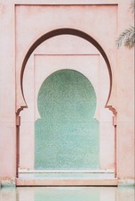 Moroccan Moorish Arch and Green Tile Fountain NEW Image Card 15054.3
