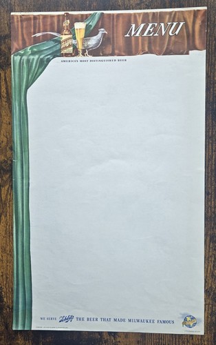 Schlitz beer paper - paper, menu