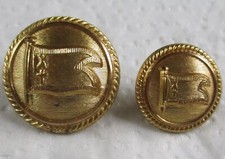 2x British:"CURRIE LINE GILDED BRASS BUTTONS" (22mm-16mm, 1920s-1940s Period)