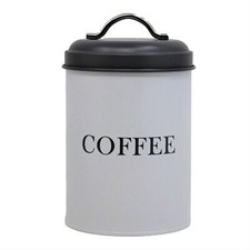1.2L White Coffee Canister Storage Container Caddy Grey Airtight Jar Handle Lid