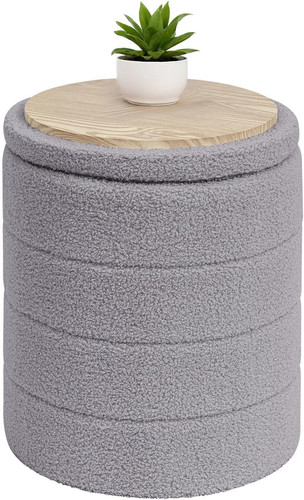 Round sherpa storage ottoman - sherpa,