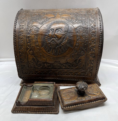Leather desk set stationary - leather,