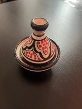 Ornamental glazed Clay Ceramic Tagine, Hand Made 12x12 cm