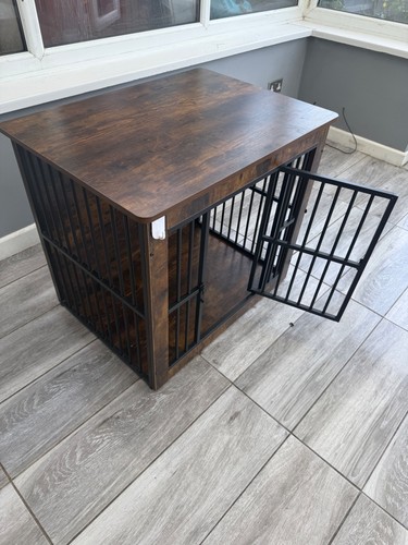 Wooden dog crate dark - wooden,