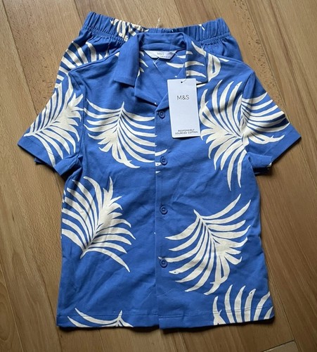 Boys blue button up - m&s, cotton