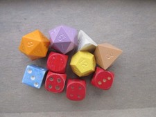 TSR GDW OLD HOLMES D&D DUNGEON DRAGON DICE POLY d4 d8 d12 2d20 (10's) (0-9) +5d6