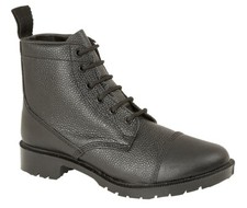 Mens Black Leather Cadet Combat Army Work Parade Grain Boots Shoe Size 4-12