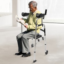 Stand Upright Walkers W/ Seat For Seniors Elderly Standing Rehabilitation Stand
