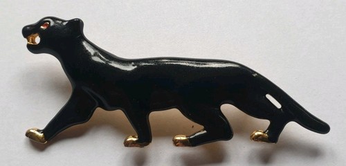 Black panther enamel brooch - black,