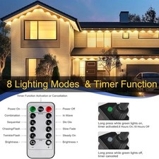 Permanent Outdoor String Lights - 49ft/15m 36LED Eaves Lights Mains Powered 