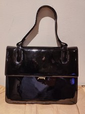Vintage Asprey London Handbag Bag Black Patent Leather 1960's/1970's