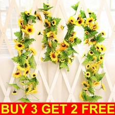 8ft Fake Artificial Sunflower Flowers Garland Ivy Silk Leaf Plants Garden Home