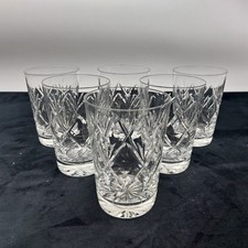 Cut Crystal Tumblers Set of 6 10.7cm Height Whiskey Juice Criss Cross Fan Circle