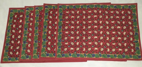 Paisley placemats red cotton - paisley,