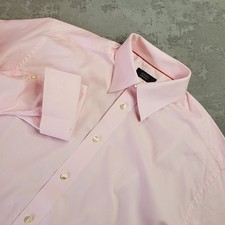 Eton Dress Shirt Men's 16.5 Pink Cotton French Cuff Gentleman Formal Button-Up