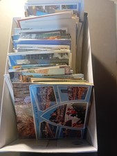 Shoe Box of 300+ postcards, used and unused, foreign