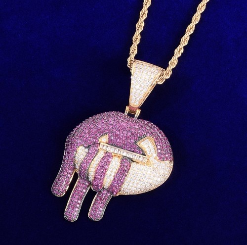 Iced out lips necklace drip - out,