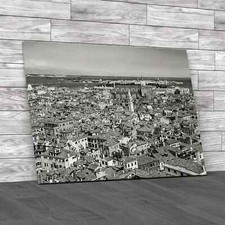 Aerial Cityscape Of Venice Black White Canvas Print Large Picture Wall Art