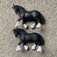 2x Papo Black Shire Horse 2011