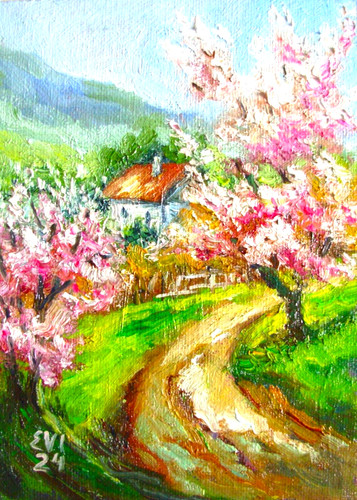 Blossom framed original - blossom, oil