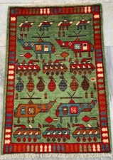 2x3 Afghan War Rug Hadmade