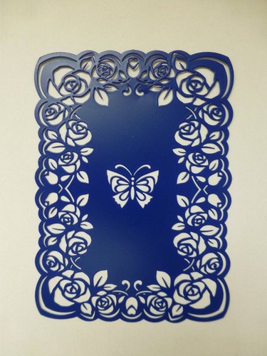 Blue rectangular floral - blue,