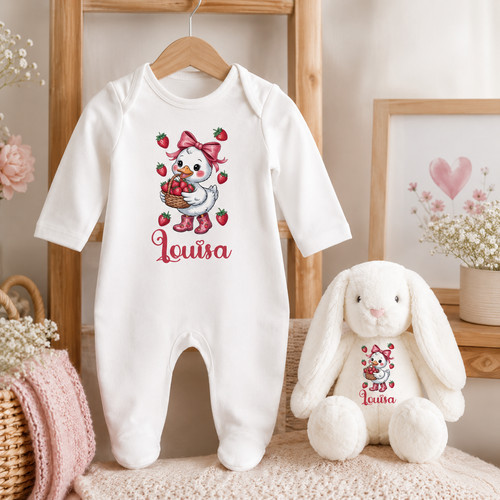 Personalised duck sleepsuit - personalised,