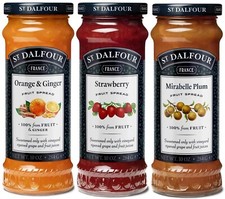 St. Dalfour Jam Bottles 284g | Orange & Ginger, Strawberry & Mirabelle Plum