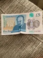New 5 pound Note AA07 058789