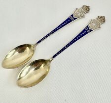 2 Silver Enamel Royal Commemorative Coronation Spoons 1937 1st Edward 2nd George